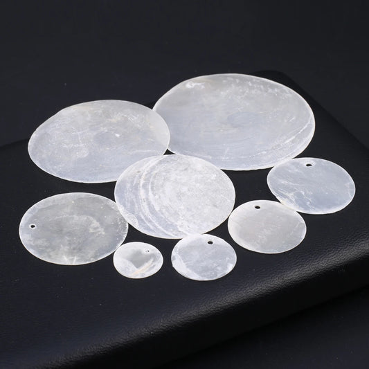 20Pcs Natural Mother of Pearl Shell Beads Matte Transparent