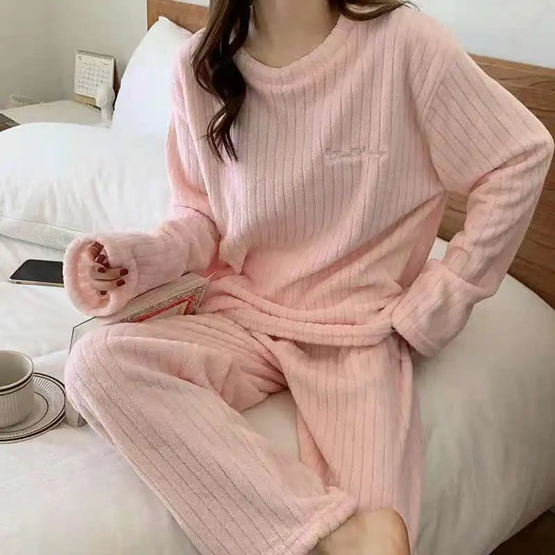 Autumn Women Solid Warm 2 Piece Sets