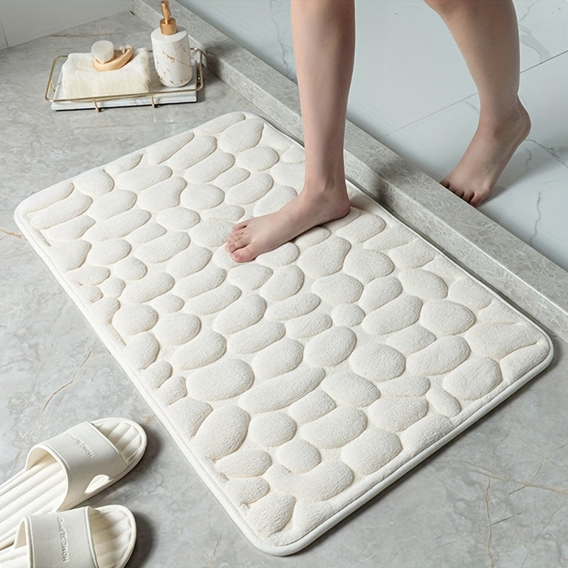 Coral Fleece Bath Rug, Non-Slip PVC Backing,